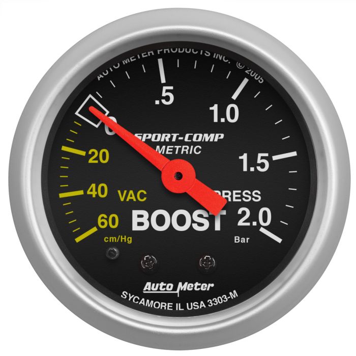 AutoMeter Sport-Comp 52mm 60cm/HG -2.0 Bar Mechanical Boost Gauge