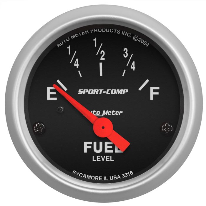 AutoMeter Sport Comp 52mm Short Sweep Electronic Fuel Level Gauge, 240-33 ohm