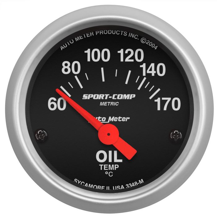 AutoMeter Sport-Comp 52mm 60-170 Degree Short Sweep Electronic Oil Temperature Gauge