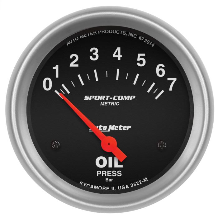 AutoMeter Sport-Comp 66.7mm 0-7 BAR Short Sweep Electronic Oil Pressure Gauge